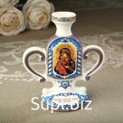 Подсвечник "Киот Владимирская", гжель