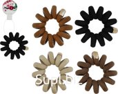 Hair elastic Spiral large 5cm 1pc Mixed colors, made of leatherette fabric,