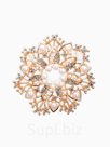 Брошь с жемчугом «Снежинка», белая в золоте