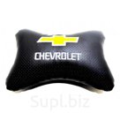 Подушка автомобильная на подголовник, косточка, CHEVROLET ортопедическая. эко-кожа в индив. упаковке