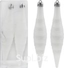 Christmas tree decorations: 2 icicles with decor, 2.8 x 2.8 x 15 cm, color: white