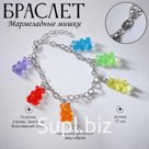 Браслет «Мармеладные мишки», цветной в серебре, 17 см