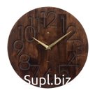 Часы настенные, интерьерные, бесшумные, d-35 см, дерево, открытые, темный циферблат