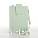 Сумка чехол для телефона, на кнопке, через плечо, длинный ремень, зелёная