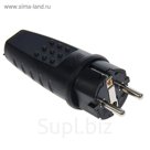 Вилка электрическая UNIVersal, прямая, 16 А, с з/к, IP 44, каучук, черная