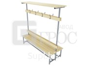 Скамья для раздевалок двусторонняя с вешалкой и полкой 2,5м