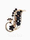 Брошь «Павлин черничный», чёрная в золоте