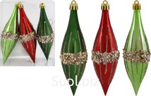 Christmas tree decorations 3 pcs. Size: 4.5 x 4.5 x 15 cm. Elegant icicles. Color: green + red + light green.