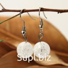 Серьги шар №12 "Кварц сахарный", цвет белый матовый