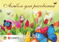 Альбом для рисования 24л. на склейке "Тюльпаны", внутренний блок - офсет 160г/м