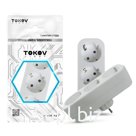 Разветвитель TOKOV ELECTRIC, 3-м, с з/к, 16А, 250В, IP20, полипропилен, белый, TKL-S3Z-C01