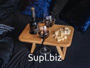 Компактный складывающийся винный столик из массива дерева покрыт маслом воском. Удобно брать с собой. Будет уникальным декором вашего интерьера.