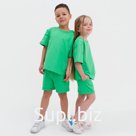Комплект детский (футболка, шорты) KAFTAN Basic line, размер 34 (122-128 см), зелёный
