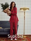 Пижама новогодняя женская (рубашка, брюки) KAFTAN «Клетка», размер 52-54