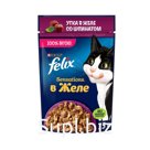 Корм влажный для кошек Felix Sensations желе утка-шпинат 75 гр., пауч