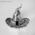 Брошь «Волшебная шляпа» чёрно-белый, цвет чернёное серебро