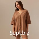Костюм домашний женский (рубашка и шорты) SL HOME р. M, кофейный