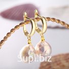 Серьги "Жемчуг барокко" капля, цвет розовый в золоте