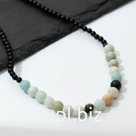 Колье шар №8 "Амазонит" с агатом чёрным, 46см