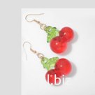 Серьги пластик "Вишенки" спелые, цвет красно-зелёный в золоте