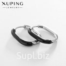 Серьги конго женские XUPING «Грациозность», овальные, чёрные в серебре