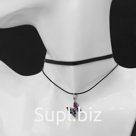 Чокер «Двойной» с нитью, бабочка, цветной в серебре, L=36 см