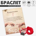 Браслет-амулет на нити «Красная нить» руна вдохновение, цвет красный с чернёным серебром, 30 см