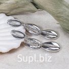 Серьги висячие "Ракушки", цвет серебро, 6см