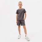 Комплект для мальчика (рубашка, шорты) MINAKU: Cotton Collection, серый, рост 146 см