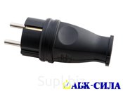 Вилка прямая (каучук) 16А 220В с з/к IP - 44