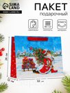 Пакет подарочный новогодний ламинированный «Мурчальный Дед Мороз», 32×26×12 см