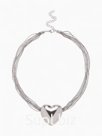Кулон на цепочке «Цепь», сердце объёмное, 8 нитей, цвет серебро, 38 см