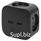Разветвитель электрический ЭРА SP-4-USB-B на 4 розетки + 2xUSB 2400mA, без заземл 10А (черный)
