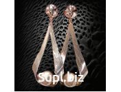 Серьги длинные, с подвесом и иск.жемчугом, желтые, гвоздик, пар