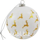 NataM Christmas tree ball "Running deer", 75mm, color: white + gold