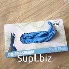 Перчатки SFM нитриловые S смотровые   н/стер неопудр текстур.голубые 1000/100