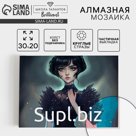 УЦЕНКА Алмазная вышивка с частичным заполнением «Девушка в черном» 20×30 см, холст