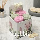 Салфетки махровые «Этель. Цветы», 4 шт., 30×30 см, хлопок 100%, зелёные/розовые