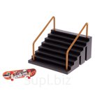 Набор скейт-парк "Прыжок на перила", фингерборд, лесенки с перилами, в ПАКЕТЕ