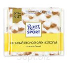 Шоколад RITTER SPORT «Extra Nut», белый, с цельным лесным орехом и хлопьями, 100 г, Германия