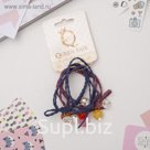Резинка для волос "Катарина" (цена за штуку) бусины, синий и розовый