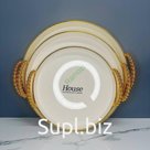 Набор подносов круглые Белые с золотом 3 шт диаметр 32/37/35 см Артикул: RA-4141