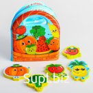 Набор для игры в ванной, книжка непромокашка + игрушки EVA «Овощи и фрукты», 6 предметов