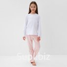 Пижама для девочки (кофта и брюки) MINAKU, белый/розовый, рост 140 см