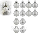 Christmas tree balls, 12 pcs, 4 cm in diameter. Color: silver (glass).