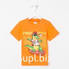 Футболка для мальчика, цвет оранжевый/крокодил, рост 104 см