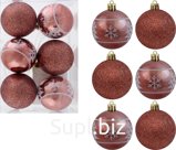 Christmas tree balls, 6 pcs, 6 cm in diameter, "Divnye spruce" (Orange-red)
