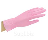 Перчатки нитриловые неопудренные Medicom SafeTouch Extend Pink Nitrile, текстурированные на пальцах, размер L