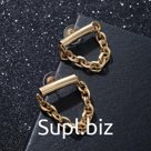 Серьги "Цепь" висячие, цвет золото