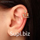 Серьга "Каффа" цветок, цвет белый в золоте